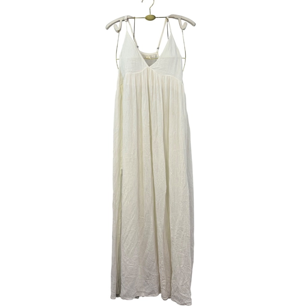 ONeill Saltwater Solids White Maxi Dress V Neck Adjustable Straps Medium